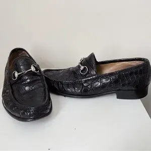 Gucci 1953 Classic Black Alligator Skin Silver Horsebit Loafers 41.5 G 8.5 9 US GUCCI - Horsebit 1953 moccasins | Leam Roma - Luxury  main image 3